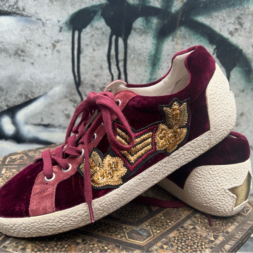 ASH Nak Arms Burgundy Velvet Sneakers